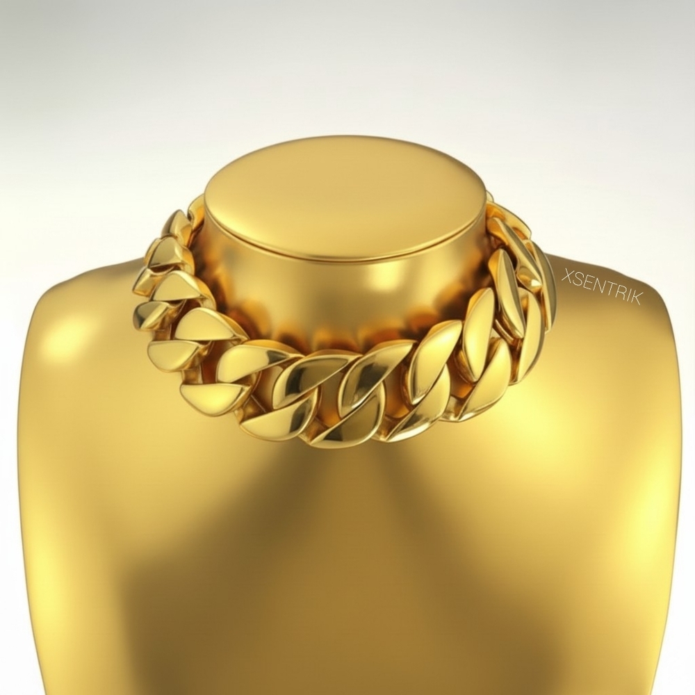 Gold Polished Stainless Steel Chunky Chainlink Necklace ▪︎ (316L) - Picture 10 of 12